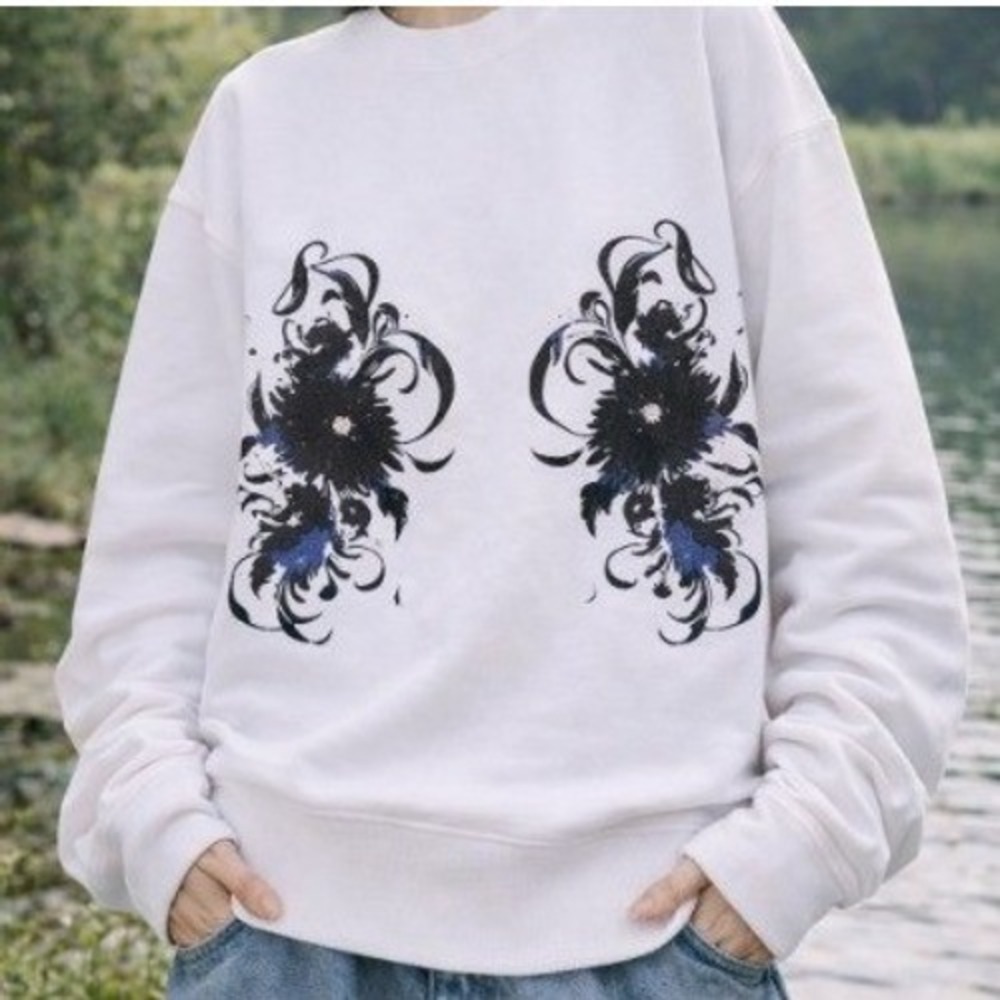 BTS Black Swan Sweatshirt 01 White Floral Graphic Official Merch XL